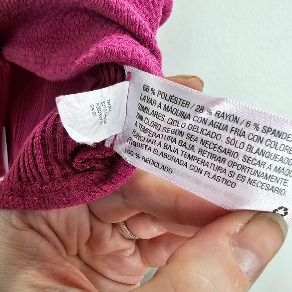 NWT Wild Fable Pink Color Block Front Ruched Bralette Crop Tank Top Medium - Picture 6 of 9